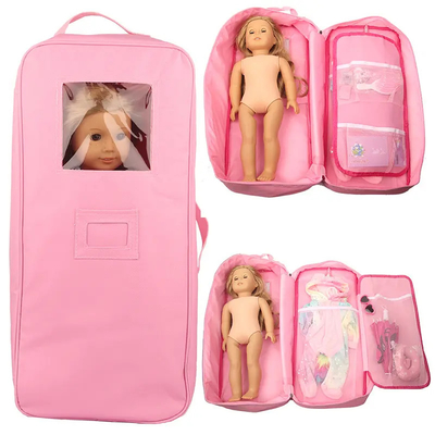 18 pouces poupées de stockage de voyage porteuse valise sac à dos sac à dos pour le style américain fille cadeau pour les enfants